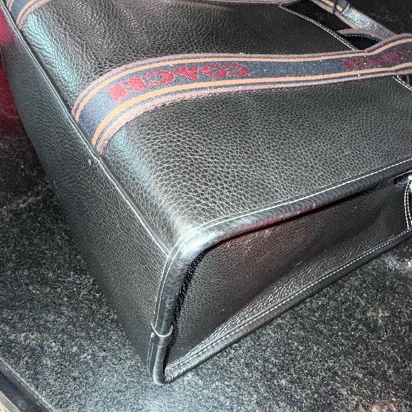 Coach Black Leather Tote with Logo Straps - Picture 2 of 10
